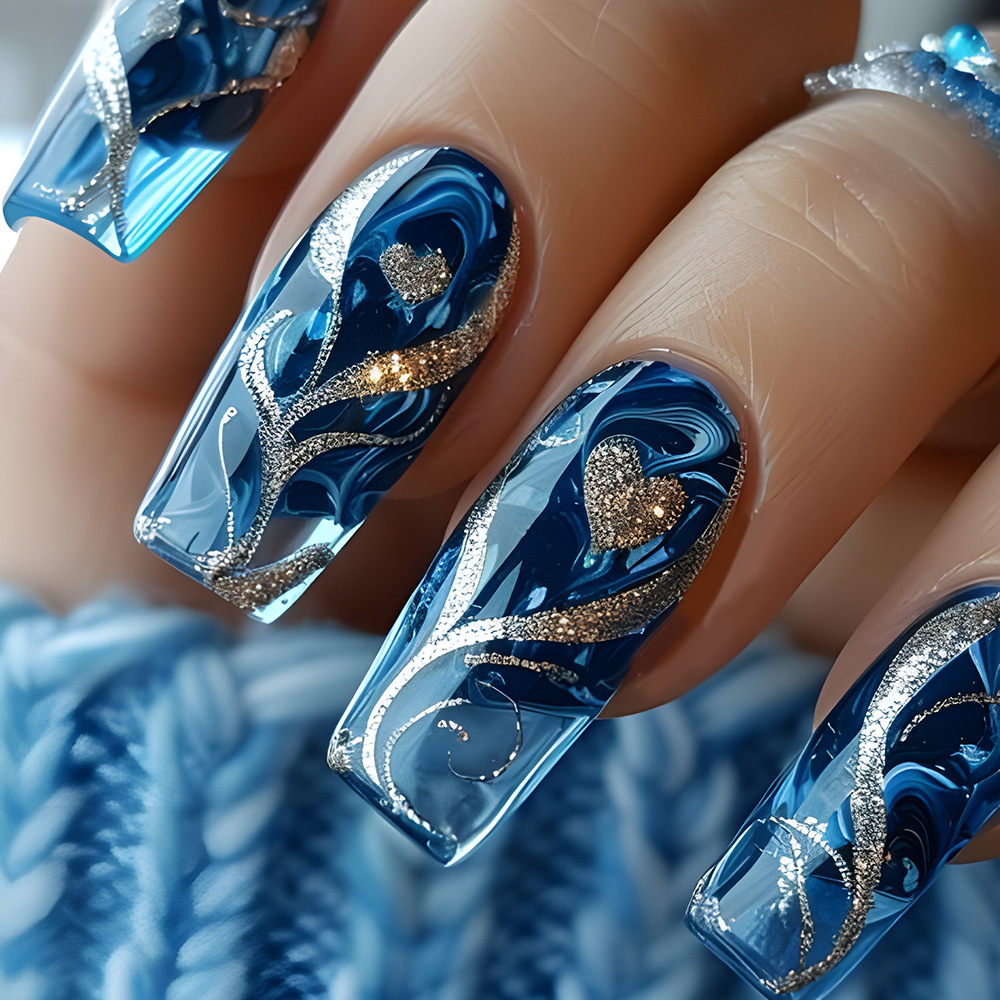 24 шт., синие накладные ногти  – обзор и цена Nail Art Press On